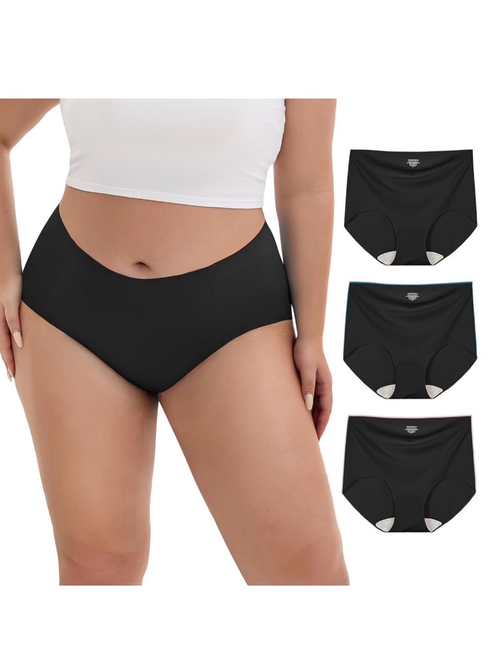 NWT- 3 PACK- INNERSY Plus Size Seamless High Waisted No Show Period Underwear!
